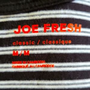 Joe Fresh Med Blue & White Striped Classic Tee